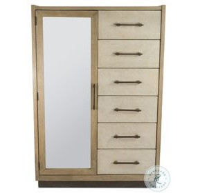 Vista Verde Muted Earth Tones and Clay Woven 1 Mirrored Door Chest