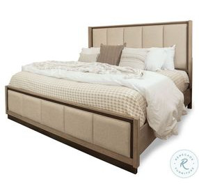 Vista Verde Muted Earth Tones and Clay Performance Fabric King Upholstered Bed