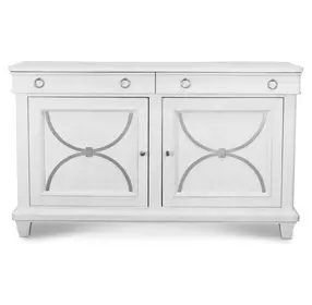 Point Breeze Fresh White and Soft Gray Glaze 2 Door Credenza with Metal