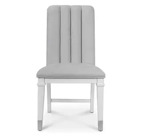 Point Breeze Gray Performance Fabric Upholstered Side Chair with Metal Back Detail Set of 2