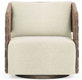 Maldives Cream Performance Fabric Upholstered Outdoor Swivel Accent Chair