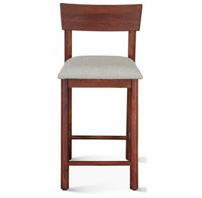 Hampton Walnut and Gray Upholstered Short Back Counter Height Stool