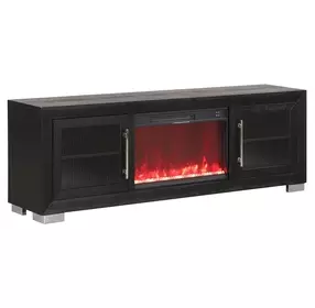 Ashbourne Black 72" TV Stand with LED Fireplace and USB Charging
