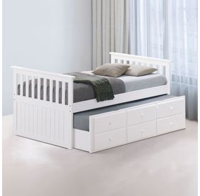 Clemens White Twin Captain Storage Bed with Trundle