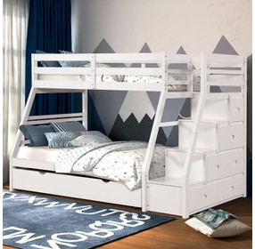 Ellington White 4 Drawer Twin Over Full Bunk Bed with Trundle