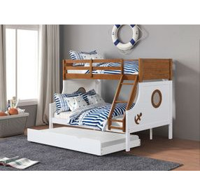 Nautia Oak and White Twin Over Full Bunk Bed with Trundle