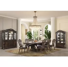 Leovanni Dark Brown Extendable Rectangular Dining Room Set