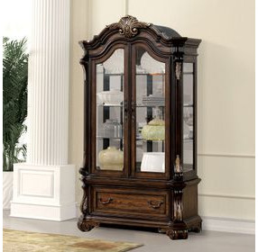 Leovanni Dark Brown Curio Cabinet with LED Light
