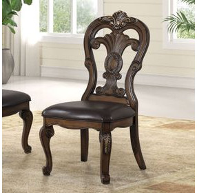 Leovanni Dark Brown Side Chair Set of 2