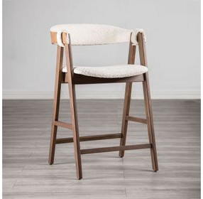 Ebikon Walnut and Beige Upholstered Counter Height Stool Set of 2