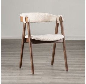Ebikon Walnut and Beige Upholstered Side Chair Set of 2