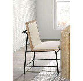 Edenbridge Oak and Beige Upholstered Side Chair Set of 2