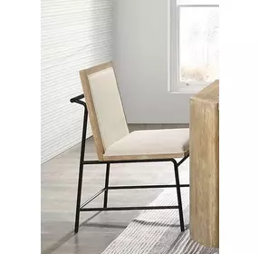 Edenbridge Oak and Beige Upholstered Side Chair Set of 2