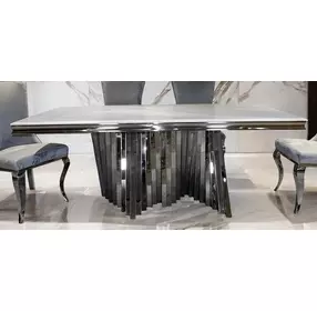 Basilicata Chrome 79" Rectangular Dining Table