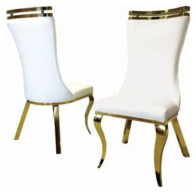 Palazzo White and Gold Side Chair Set of 2