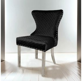 Portanova Black and Silver Side Chair Set of 2
