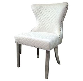 Portanova White and Silver Side Chair Set of 2