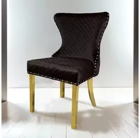 Portanova Black and Gold Side Chair Set of 2