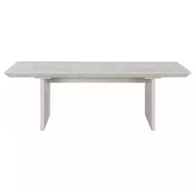 Argenthart Light Gray 90" Extendable Rectangular Glass Top Dining Table