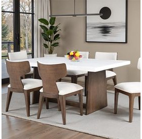 Caerwys Brown and White 70" Rectangular Marble Top Dining Table