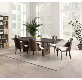 Morden Dark Walnut Extendable Rectangular Dining Room Set