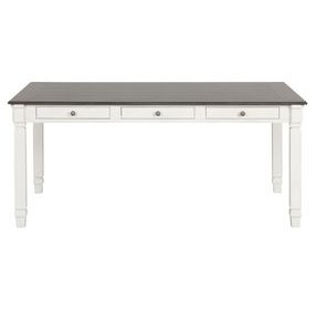 Pendola Rustic White 72" Rectangular Dining Table with Storage