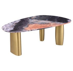 Northwich Matte Gold and Gray 79" Rectangular Sintered Stone Top Dining Table