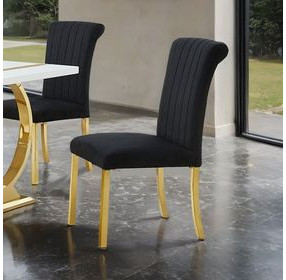 Holstebro Black and Gold Upholstered Side Chair Set of 2