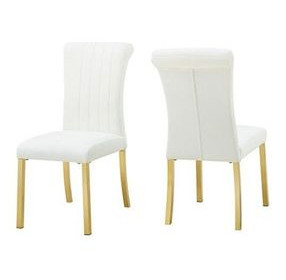 Holstebro White and Gold Upholstered Side Chair Set of 2