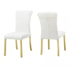 Holstebro White and Gold Upholstered Side Chair Set of 2