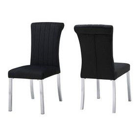 Holstebro Black and Silver Upholstered Side Chair Set of 2