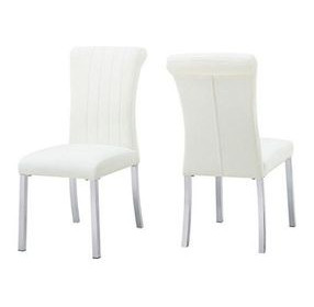Holstebro White and Silver Upholstered Side Chair Set of 2