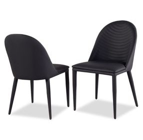 Lenvik Black and White Upholstered Side Chair Set of 2