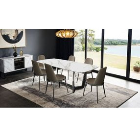 Norelli Silver and White Rectangular Dining Room Set