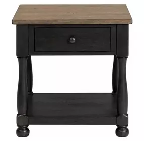 Neue Mills Weathered Black and Brown Square End Table
