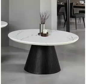 Sindal Black and White Round Marble Top Cocktail Table
