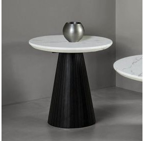 Sindal Black and White Round Marble Top End Table