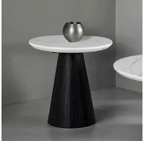 Sindal Black and White Round Marble Top End Table