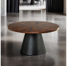 Surdal Black and Brown Round Cocktail Table