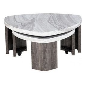 Levis Gray and White Triangular Nesting Cocktail Table with Casters