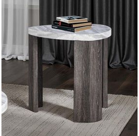 Levis White and Gray Triangular End Table with Casters