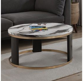 Bogor White and Black Round Cocktail Table