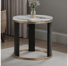 Bogor Black and White Round End Table