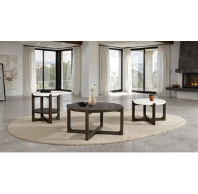 Vellara Dark Walnut 42" Round Occasional Table Set