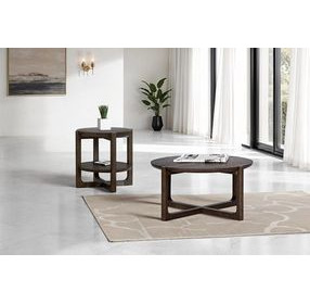 Vellara Dark Walnut Round Occasional Table Set