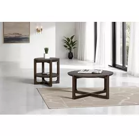 Vellara Dark Walnut Round Occasional Table Set