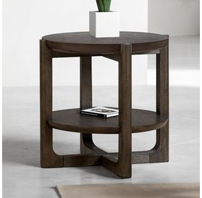 Vellara Dark Walnut Round End Table