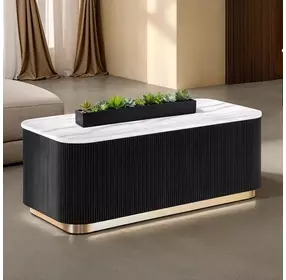 Virden Black and White Rectangular Marble Top Cocktail Table