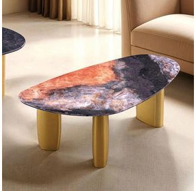 Northwich Black and Matte Gold Rectangular Sintered Stone Top Cocktail Table