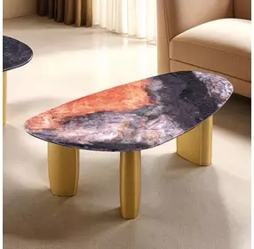 Northwich Black and Matte Gold Rectangular Sintered Stone Top Cocktail Table